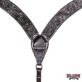 Western Horse Headstall & Breast Collar Tack American Leather Black Turquoise Hilason