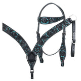 HILASON Western Horse Headstall Breast Collar Set Tack Genuine American Leather