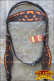 HILASON Western Horse Headstall Breast Collar Set Tack Genuine American Leather | For Horses Headstalls