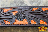 Hilason Western Horse Headstall & Breast Collar American Leather Orange Hand Paint