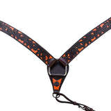 Hilason orange and black leather horse breast collar with tooling - Uhorse