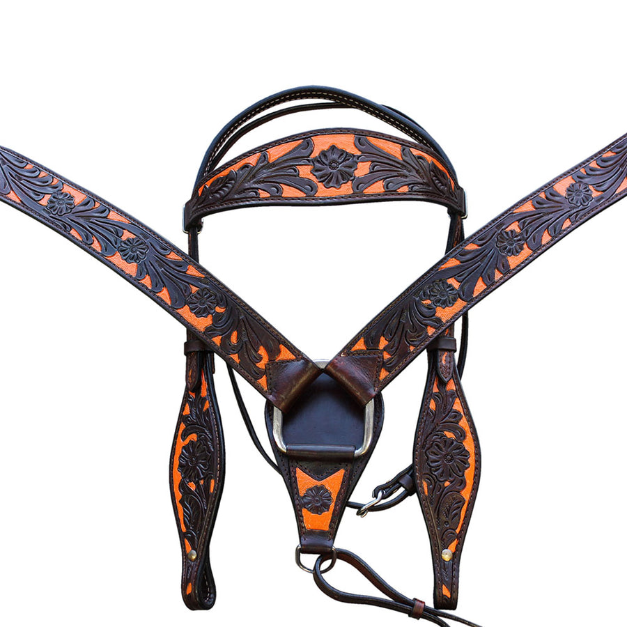 HILASON Western Horse Headstall Breast Collar Set Tack American Leather - Uhorse