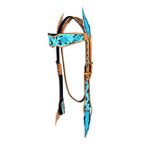 Western Horse Headstall Tack Bridle American Leather Feather Hilason
