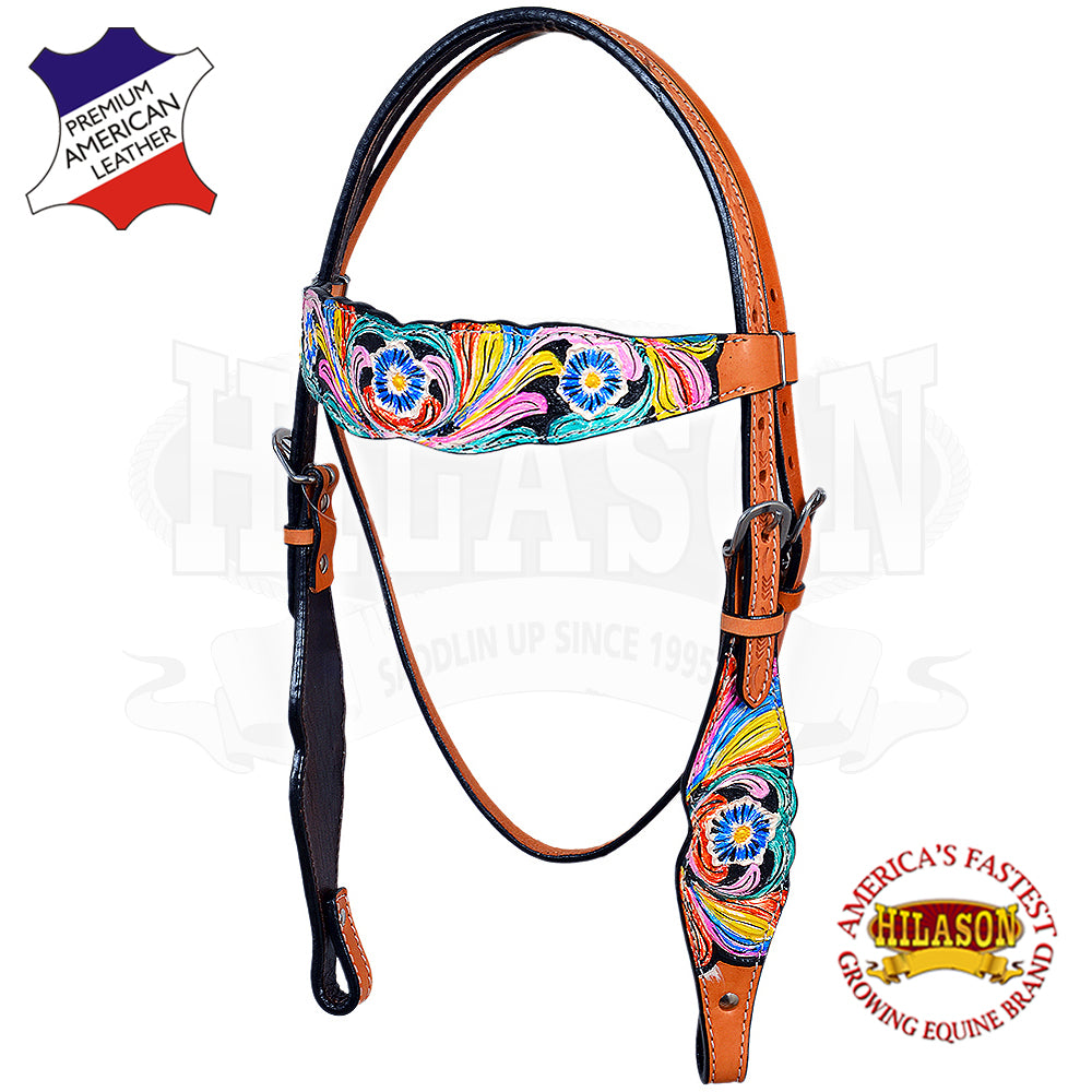 Hilason Western Horse Headstall Bridle American Leather  Fringes