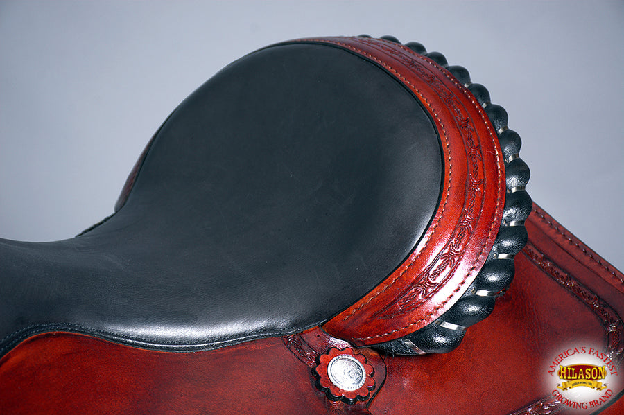 HILASON Western Horse Saddle American Leather Ranch Roping Trail Mahogany | Hand Tooled Wade & For Horses