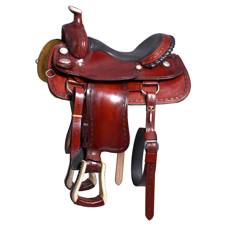 Western Horse Saddle American Leather Ranch Roping Trail Hilason Mahogany - Uhorse