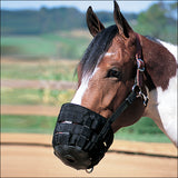 Average Horse Weaver Nylon Rubber Lined Grazing Muzzle W/ Leather Crown Black