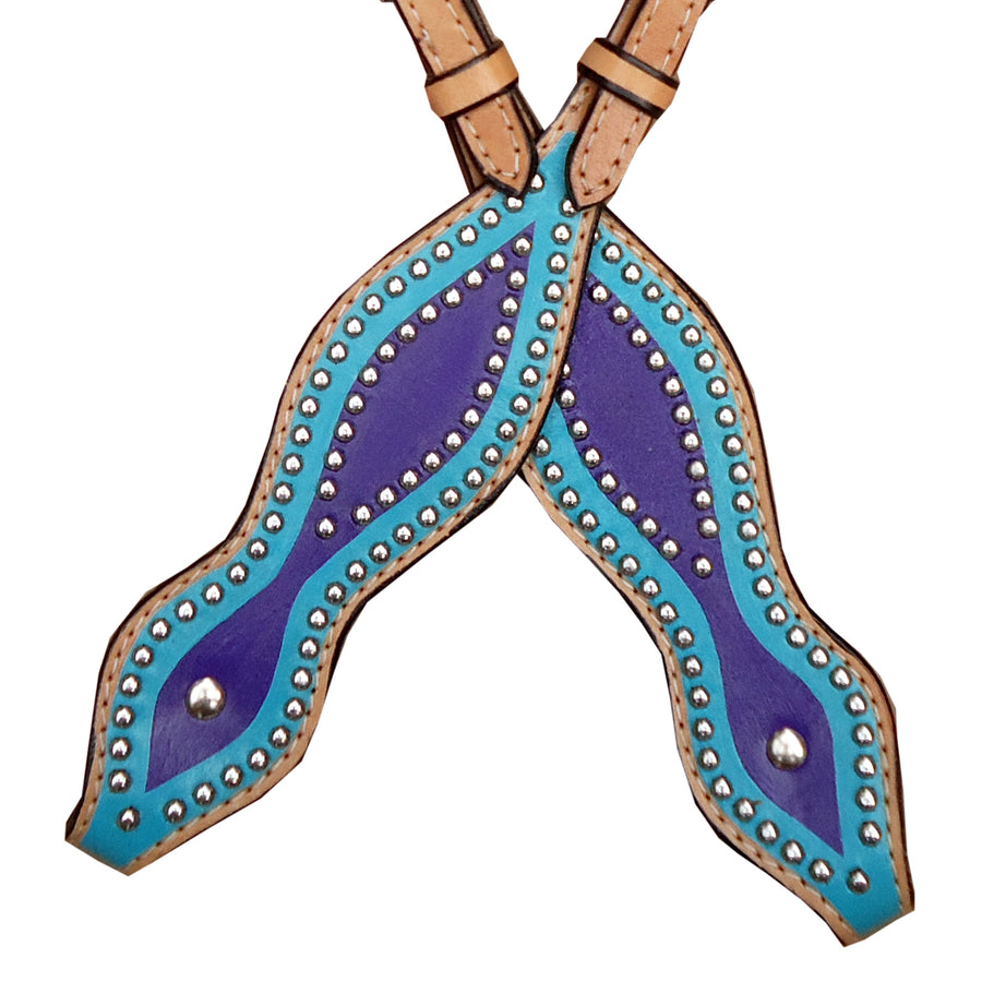 HILASON Western Horse Breast Collar One Ear Headstall Genuine Leather Blue | Headstall Bridle for Horses Western | Horse Headstall Bridle | Western Headstalls Bridle for Horses