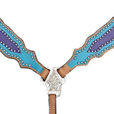HILASON Western Horse Breast Collar One Ear Headstall Genuine Leather Blue | Headstall Bridle for Horses Western | Horse Headstall Bridle | Western Headstalls Bridle for Horses