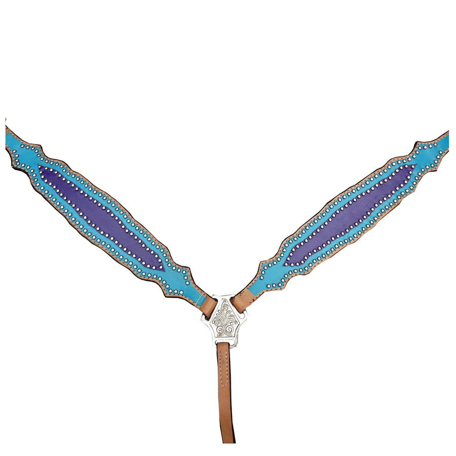 HILASON Western Horse Breast Collar One Ear Headstall Genuine Leather Blue | Headstall Bridle for Horses Western | Horse Headstall Bridle | Western Headstalls Bridle for Horses