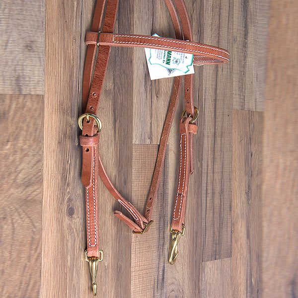 3/4" Hilltop Hermann Oak Harness Leather Snap Cheeks Horse Browband Headstall - Uhorse