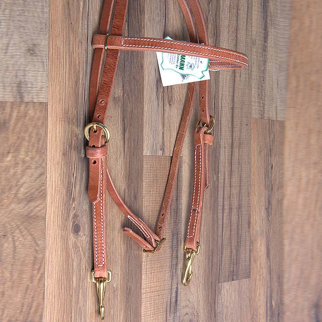 3/4" Hilltop Hermann Oak Harness Leather Snap Cheeks Horse Browband Headstall - Uhorse