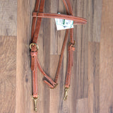 3/4" Hilltop Hermann Oak Harness Leather Snap Cheeks Horse Browband Headstall