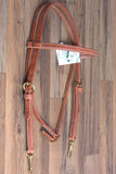 3/4" Hilltop Hermann Oak Harness Leather Snap Cheeks Horse Browband Headstall