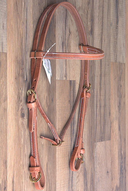 Têtière Western HILASON Pour Cheval – Cuir Brut Tressé Américain, Marron – Neuve