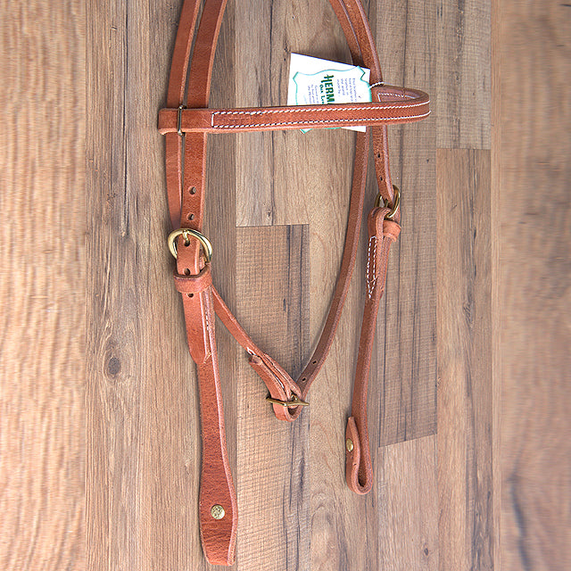 3/4" Hilason Hermann Oak Leather Chicago Screw Cheeks Horse Browband Headstall - Uhorse