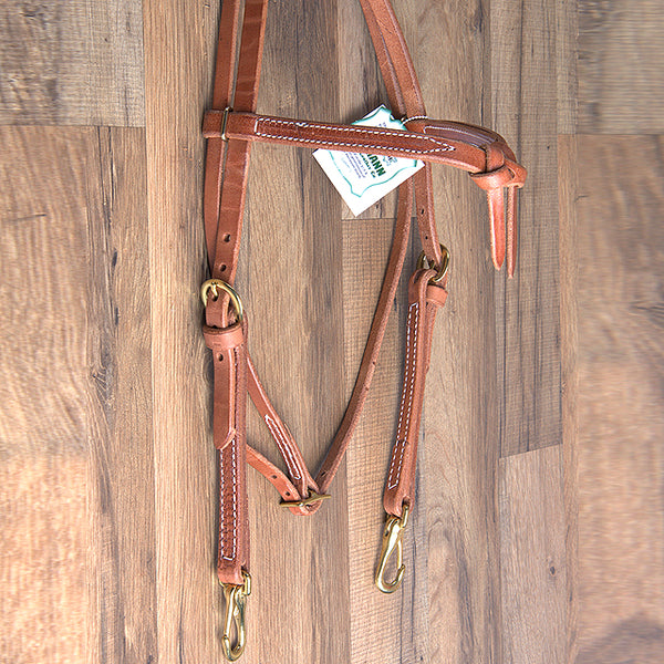 Hilason Hermann Oak Leather Laced Cheeks Horse Knotted Browband Headstall - Uhorse