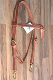 Hilason Hermann Oak Leather Laced Cheeks Horse Knotted Browband Headstall