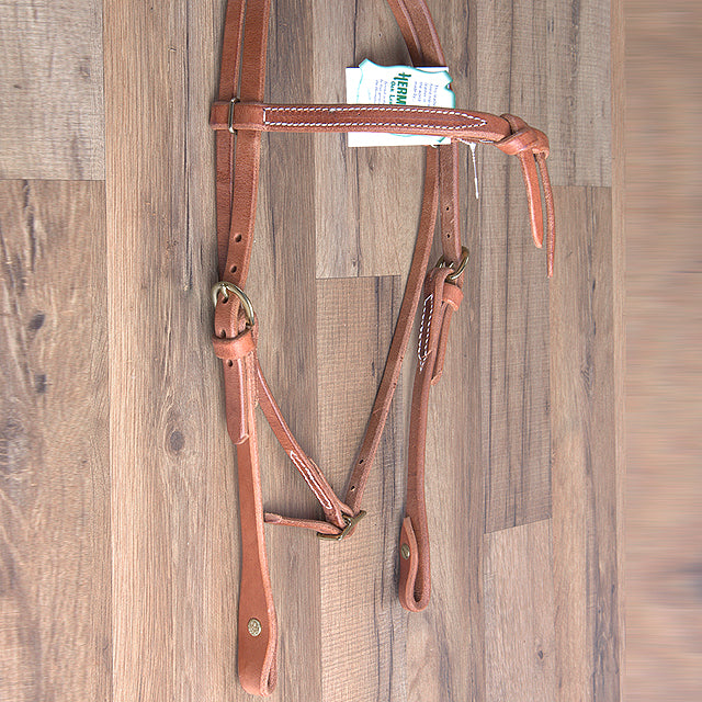 Hilason Hermann Oak Leather Chicago Screw Cheek Horse Knotted Browband Headstall - Uhorse