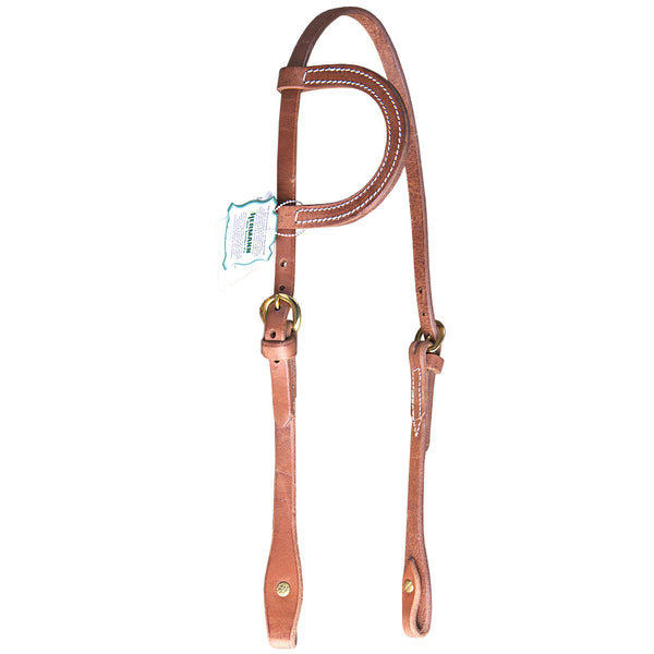 Hilason Hermann Oak Leather Chicago Screw One Ear Horse Headstall - Uhorse