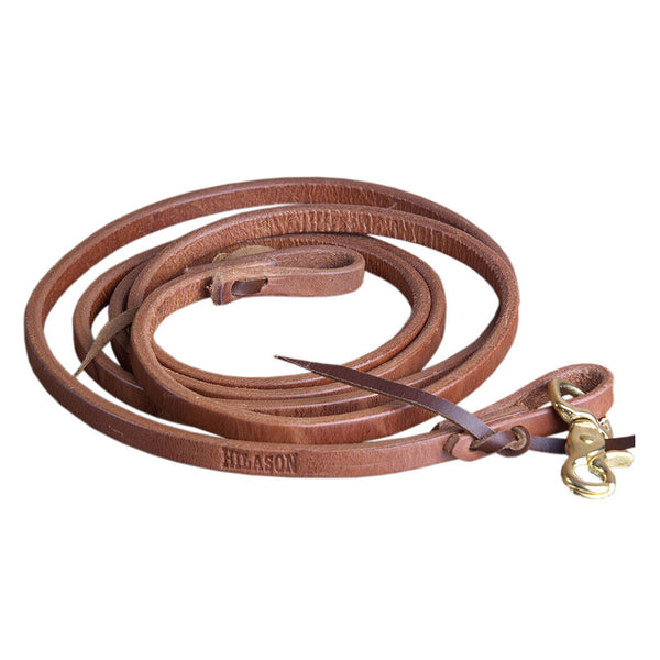 1/2 in X 8 Ft Hilason Leather Flat Horse Roping Reins with Snap - Uhorse