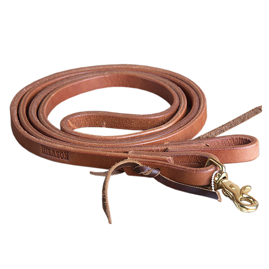 5/8" X8' Hilason Hermann Oak Leather Horse Roping Reins Waterloop Tie with Snap - Hilason