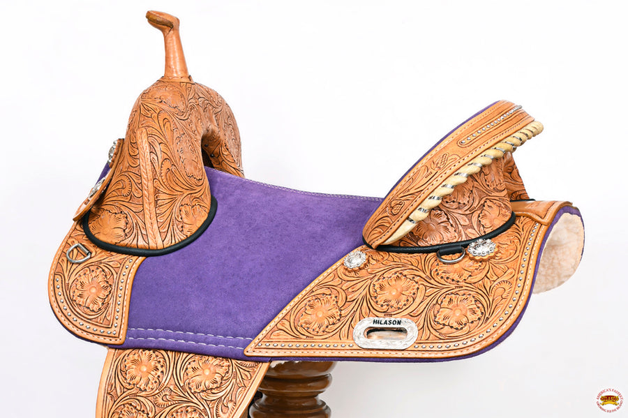 HILASON Western Horse Treeless Trail Barrel American Leather Saddle | for Horses