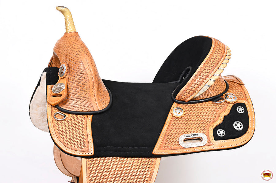 HILASON Western Horse Treeless Trail Barrel Saddle American Leather | for Horses