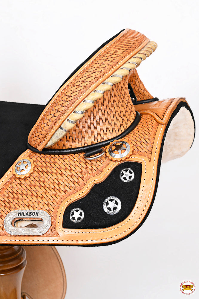 HILASON Western Horse Treeless Trail Barrel Saddle American Leather | for Horses