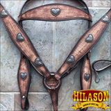 HILASON Western Horse Headstall Breast Collar Set Tack American Leather