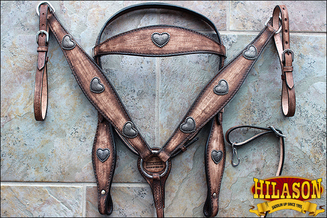 HILASON Western Horse Headstall Breast Collar Set Tack American Leather