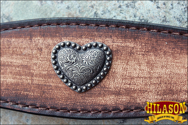 Hilason Western Horse Breast Collar Headstall American Leather Antique Brown Heart