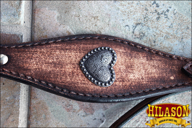 Hilason Western Horse Breast Collar Headstall American Leather Antique Brown Heart