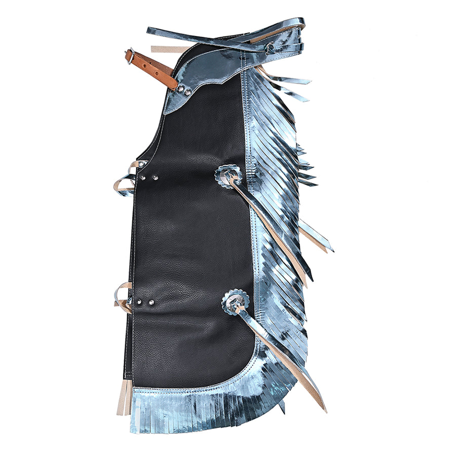 Hilason Western Leather Kids Junior Youth Pro Rodeo Bull Riding Chaps - Uhorse