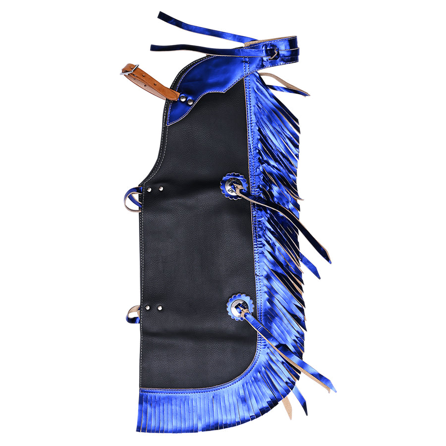 Hilason Pro Rodeo Bull Riding Chaps Western Leather Kids black - Uhorse