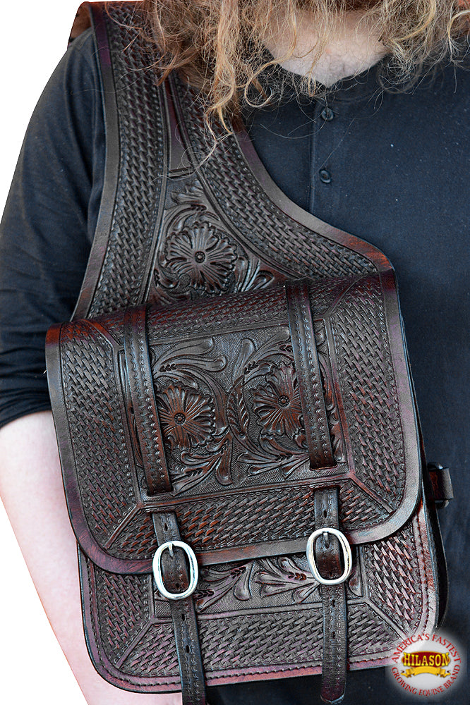 Hilason Western Leather Cowboy Trail Ride Horse Saddle Shoulder Bag