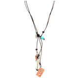 3D Justin Arrows Hammered Silver Copper Tone Woman Ladies Leather Necklace