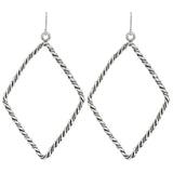 3D Loulabelle French Hook Hypoallergenic Diamond Shape Silver Rope Earring