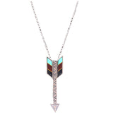 Loulabelle Silver Arrow Necklace Inlay Hand Cut Ladies Black Dark Red Turquoise