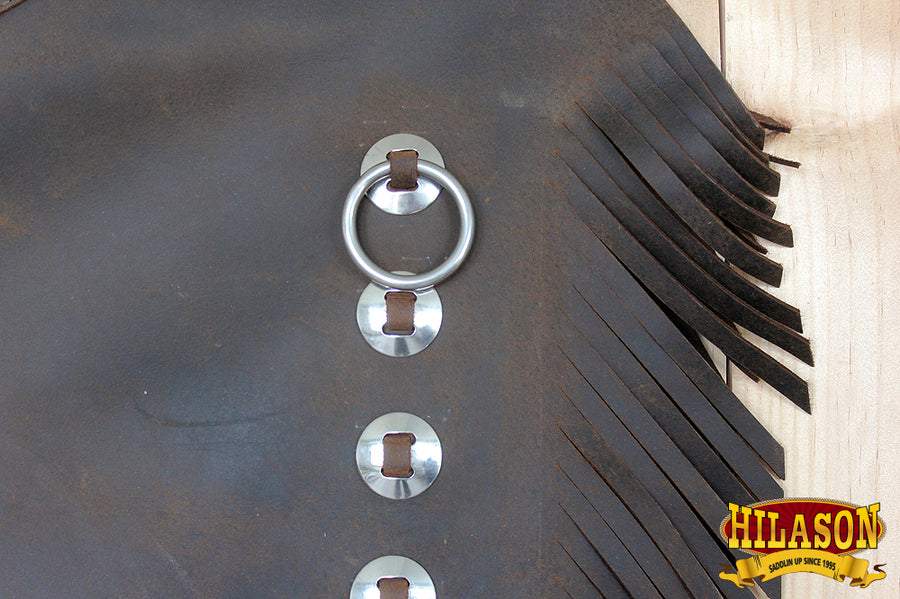HILASON Handmade Working Genuine Leather Chinks Dark Brown | Chaps Western Riding for Adults Hand Tooled Adult
