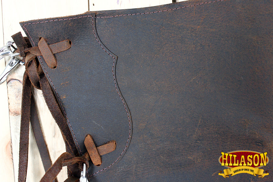 HILASON Handmade Working Genuine Leather Chinks Dark Brown | Chaps Western Riding for Adults Hand Tooled Adult