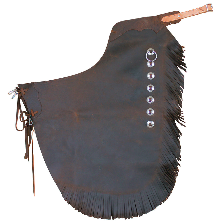 Hilason W. Handmade Working Genuine Leather Chinks Chaps Dark Brown – by Hilason – Cowboy and equestrian accessories