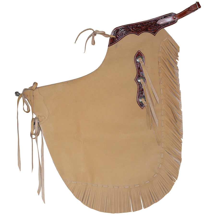 Hilason Western Handcrafted Working Genuine Leather Chinks Chaps Tan - Uhorse