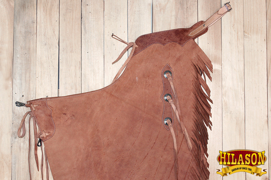 HILASON Bull Riding Chinks Handcrafted Working Genuine Leather Brown | Handmade Chaps Western for Adults Hand Tooled Adult
