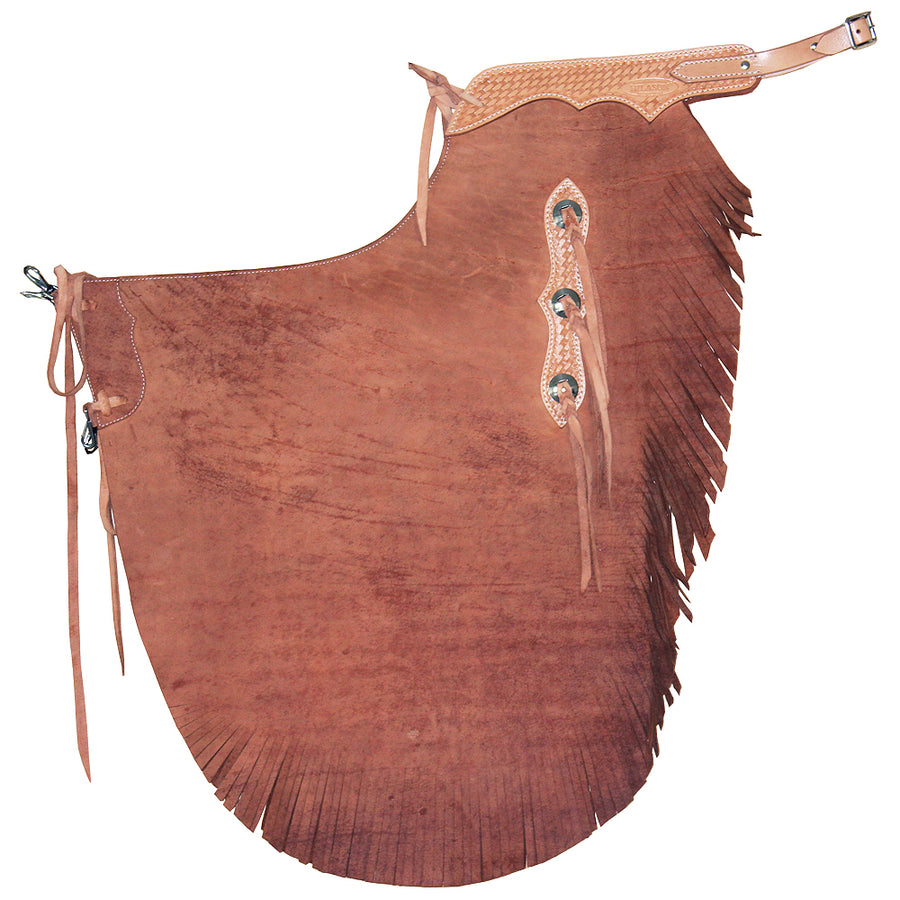 Hilason Western Handcrafted Working Genuine Leather Chinks Chaps Brown - Uhorse