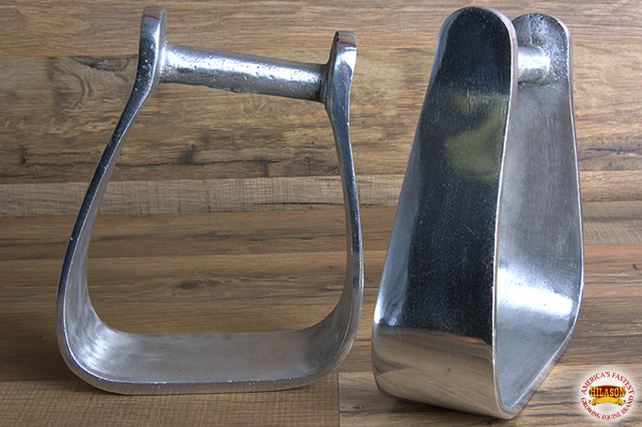 HILASON Horse Western Saddle Stirrup Tack Aluminum Roper Angled Stirrups | Silver