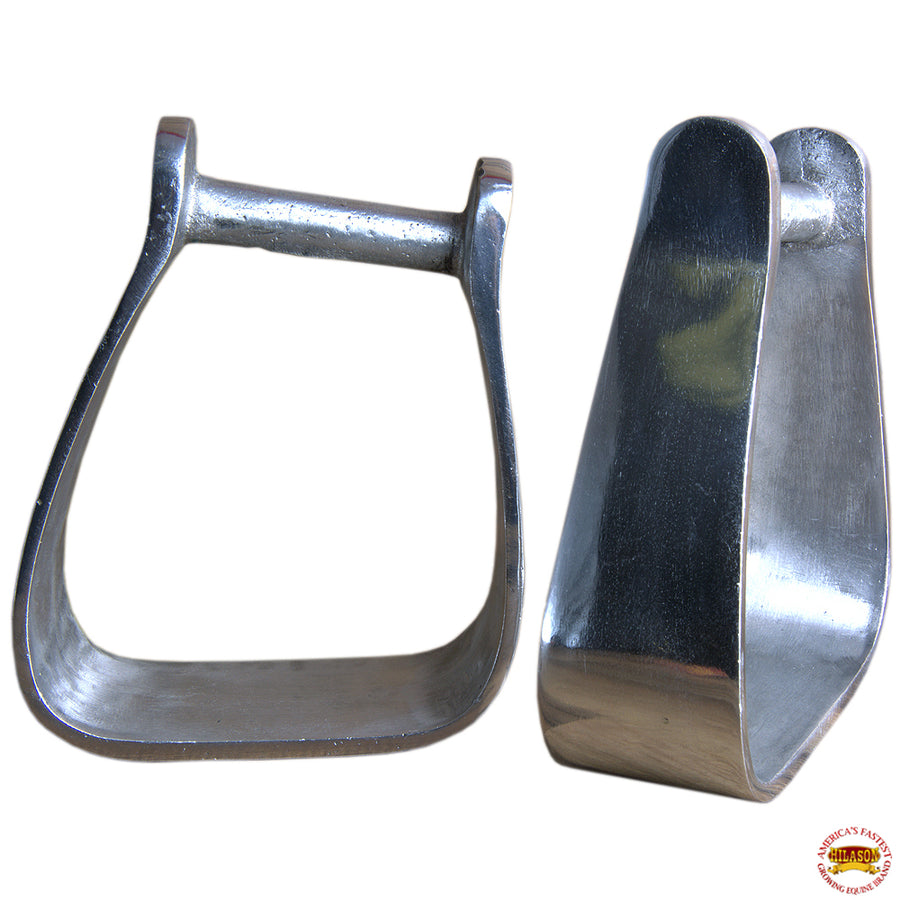 HILASON Horse Western Saddle Stirrup Tack Aluminum Roper Angled Stirrups | Silver - Uhorse