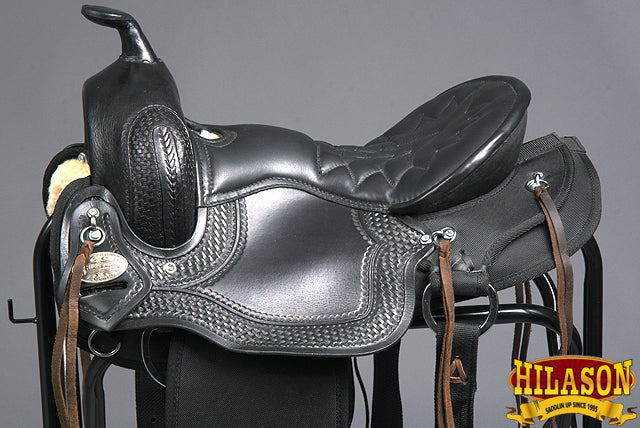 HILASON Western Gaited Trail Pleasure Endurance Horse American Leather Saddle | Treeless for Horses