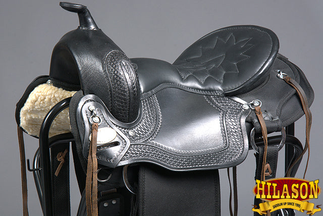 HILASON Western Gaited Trail Pleasure Endurance Horse American Leather Saddle | Treeless for Horses