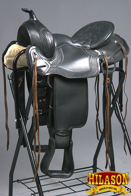 HILASON Western Horse Gaited Trail Endurance American Leather Saddle | Treeless for Horses
